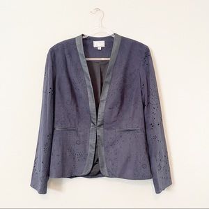 Sueded Blazer openwork Laser Cut Navy Blue 8